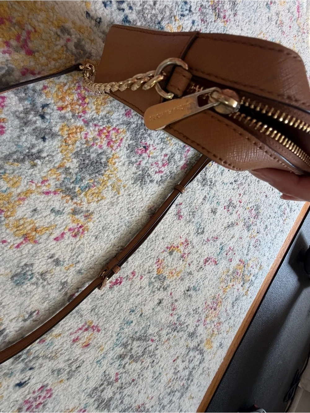 Michael Kors Vanilla and Cedar MK Logo Crossbody Bag